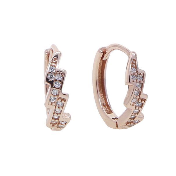 Orecchini da donna con fulmini in argento Hip Hop e micro zirconi intarsiati._voghion.com