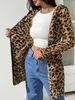 Leopard Print Women's 2025 Flannel Fur With Zipper Hood - High Elasticity Soft Warm All-Season Outerwear, Hine Washable_voghion.com