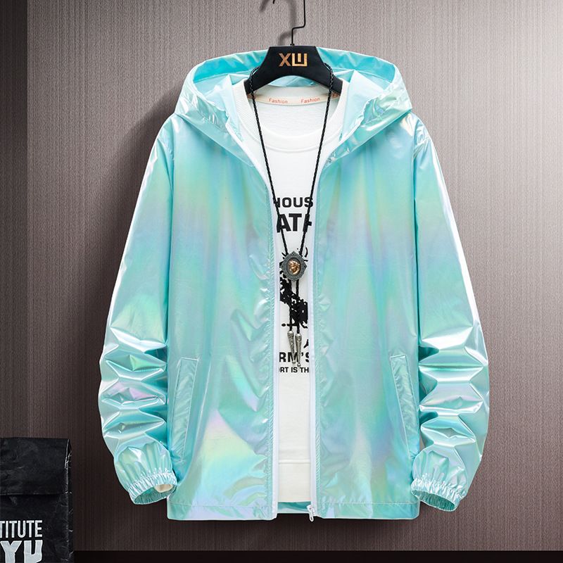 2023 Spring Summer Jacket Women Colorful Shiny Sunscreen Clothing Couples Color Thin Waterproof Coats Trend Large Size_voghion.com