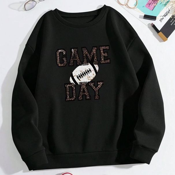 Felpa alla moda con stampa a lettere da rugby, stile autunno 2024, girocollo, lunga_voghion.com