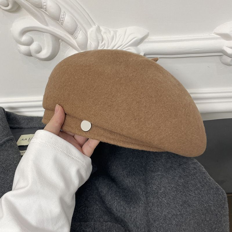 Autumn Berets, Round Emblem, Temperament, Wool Hat, Female Face, Small Autumn Winter High-quality, Elegant And Warm_voghion.com