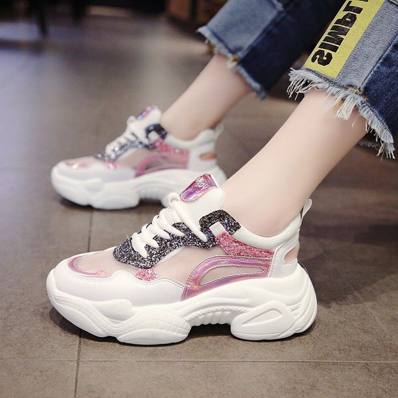 Instagram Super Hot Dad Schuhe Damen 2024 Frühjahr/Sommer Neue Koreanische Ausgabe Student Atmungsaktiv Vielseitig Dicke Sohle Mesh_voghion.com