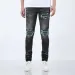 designer Slim Fit Mens Jeans Elastic Fabric Long Skinny Button Fiy Hole Pattern Ripped Embroidery Us Size 28-40 B1_voghion.com