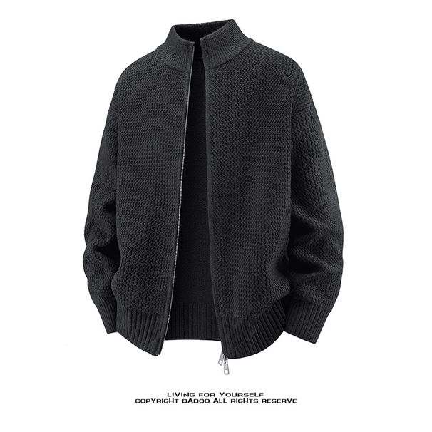 Herren-Strickjacke mit Wellenmuster – Übergroßer Fledermausärmel-Pullover mit lockerer Passform und Halbrollkragen für Herbst und Winter_voghion.com