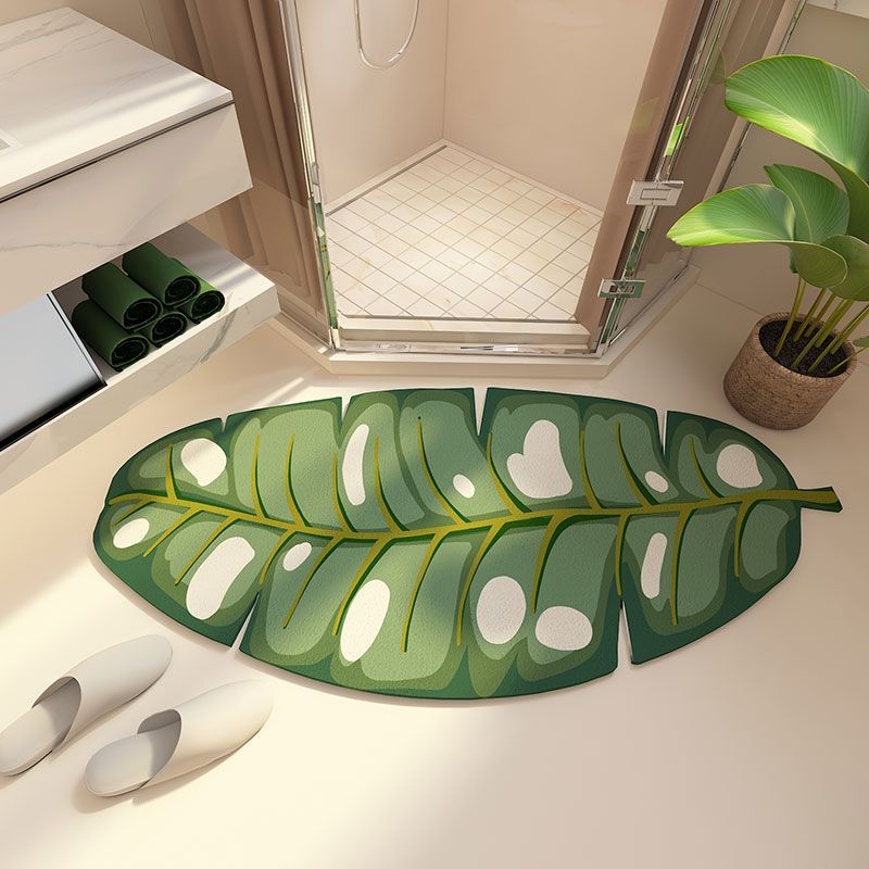 Nordic Green Plant Bathroom Household Stream Water Floor Mat, Non-Slip Diatomaceous Earth Carpet For Home Entrance_voghion.com
