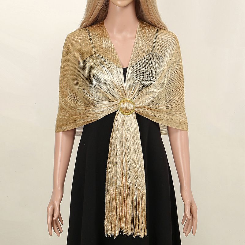 Cross border hot selling gold and silver silk shawl flat scarf bride bridesmaids dance party wedding dress evening dress shawl_voghion.com