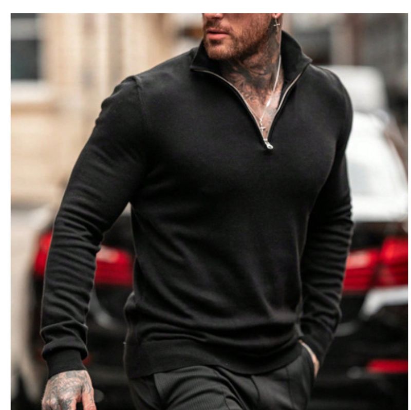 Maglione semi-dolcevita da uomo - Pullover in morbida maglia con motivo a trecce, lavabile in lavatrice, 10 colori classici (M-3XL)_voghion.com