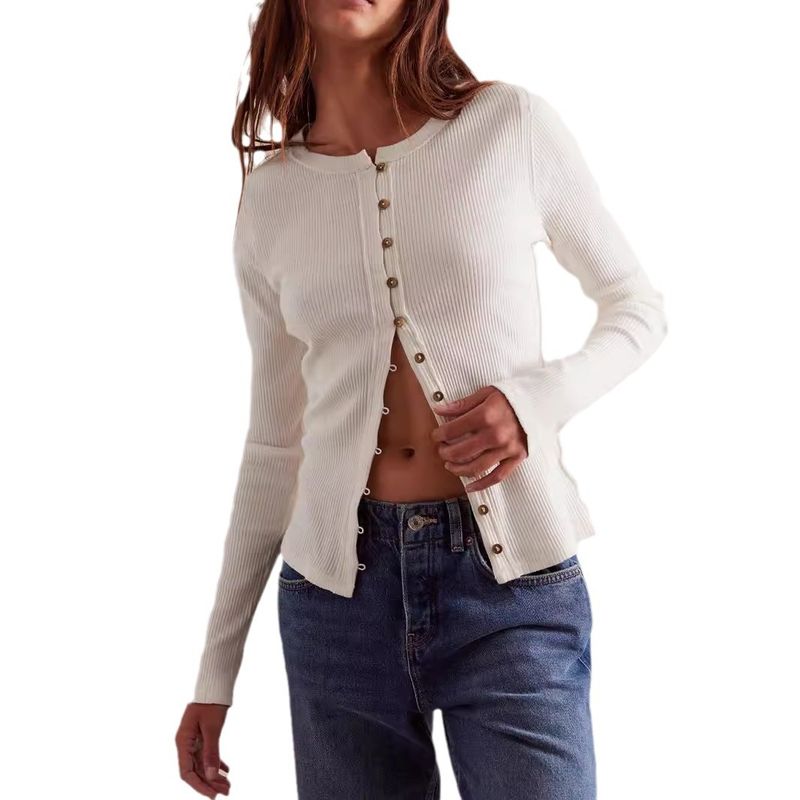 Schmaler Strickcardigan für Damen – Langärmliger Kurzpullover für den Herbst_voghion.com