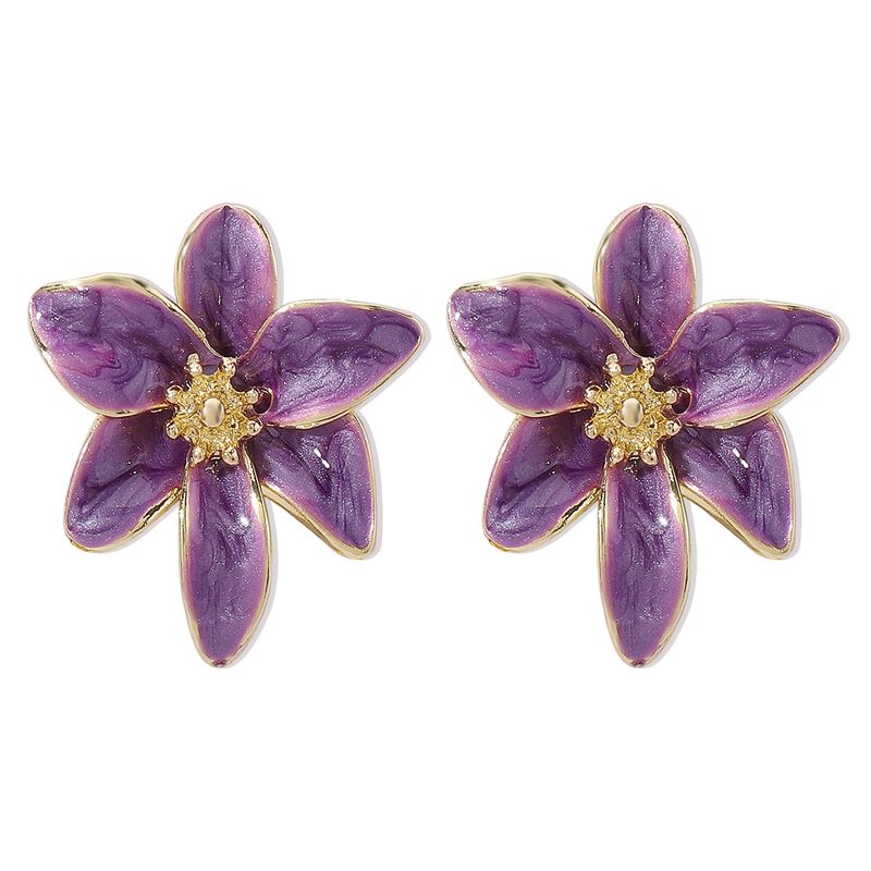 E12515 Orecchini pendenti a forma di fiore in smalto colorato, freschi e dolci, in stile estivo_voghion.com