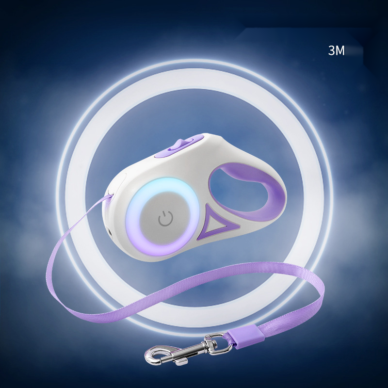 LED-Liicht fir Hënn, automatesch Traktiounsleiß fir Hausdéieren, zréckzéibar Leesch fir Hënn ze spazéieren, Hondsleiß, Leesch fir Hënnbedarf_voghion.com