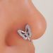 Piercing para la nariz con forma de U, diseño de mariposa, sencillo y creativo, con personalidad, con forma de U y agujero, joyería para la nariz_voghion.com