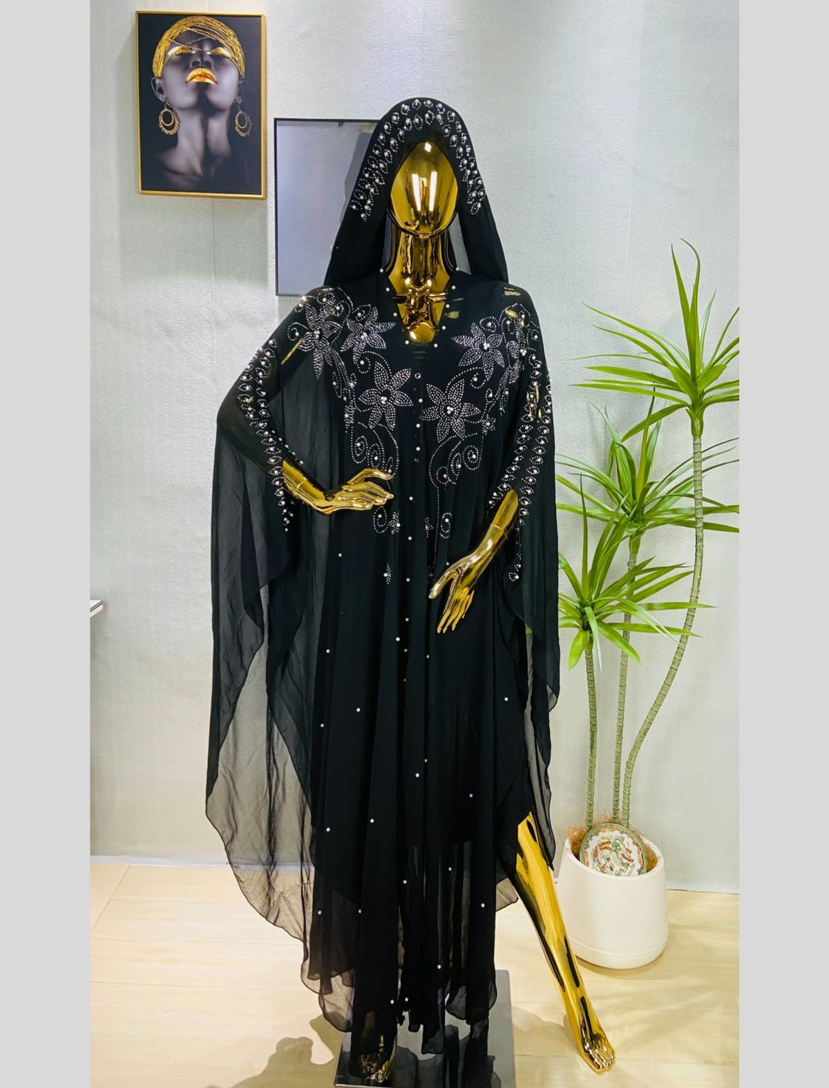 Muslimischen Plus Größe Kleid Robe Perle Chiffon Schwere_voghion.com