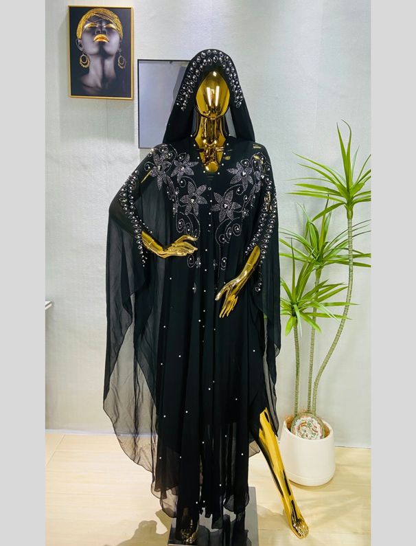 Muslimischen Plus Größe Kleid Robe Perle Chiffon Schwere_voghion.com