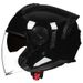 Kask motocyklowy 3/4 twarzy z podwójnym wizjerem i kompatybilnością z Bluetooth – lekki kask ABS z certyfikatem 3C do skuterów i jazdy miejskiej_voghion.com