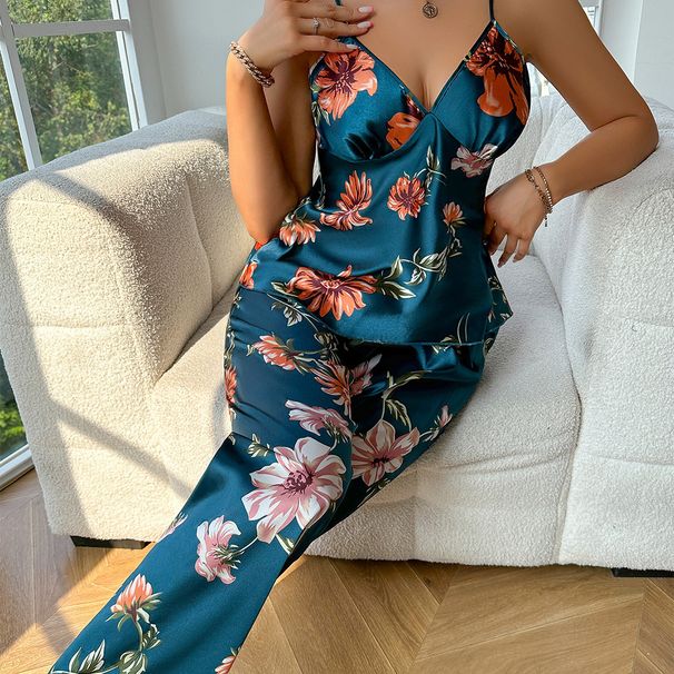 Women's clothing new women's ice silk pajamas fashion sexy lingerie suspenders nightdress sleeveless home clothes_voghion.com