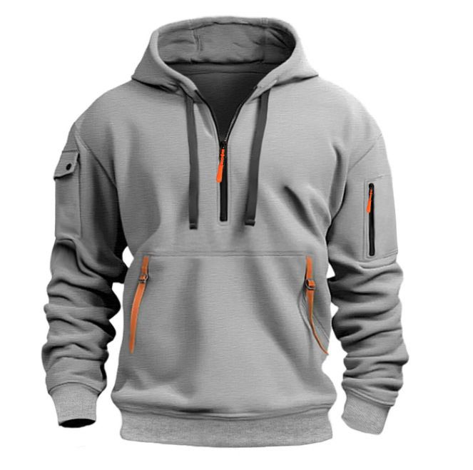 Modischer Herren-Freizeitsport-Pullover mit mehreren Reißverschlüssen, modischer und trendiger Fleece-Hoodie_voghion.com