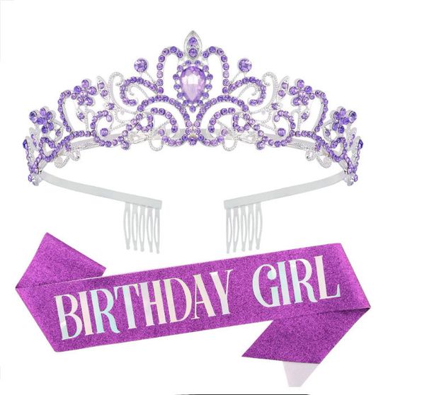 Ροζ εθιμοτυπική ζώνη για κορίτσια Ροζ χρυσό Διακόσμηση για πάρτι γενεθλίων Σετ δώρο με κορδέλα ώμου με κορδέλα_voghion.com