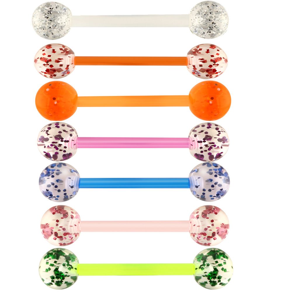 Piercing per il corpo umano in acrilico con paillettes, unghia per la lingua, anello per la lingua morbido_voghion.com