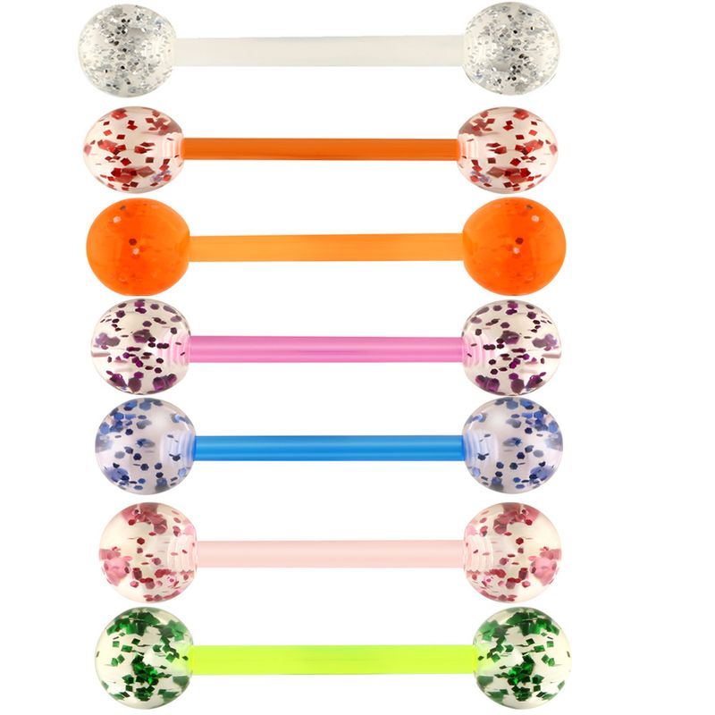 Human body piercing acrylic sequin tongue nail tongue ring soft Rod_voghion.com