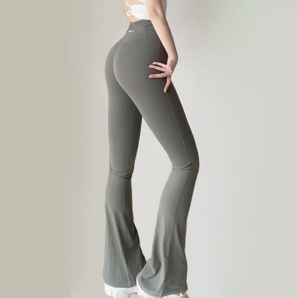 Pantaloni micro-evazați strâmți pentru femei, pentru primăvară și toamnă, cu talie înaltă, croială slim, pantaloni de yoga fitness_voghion.com