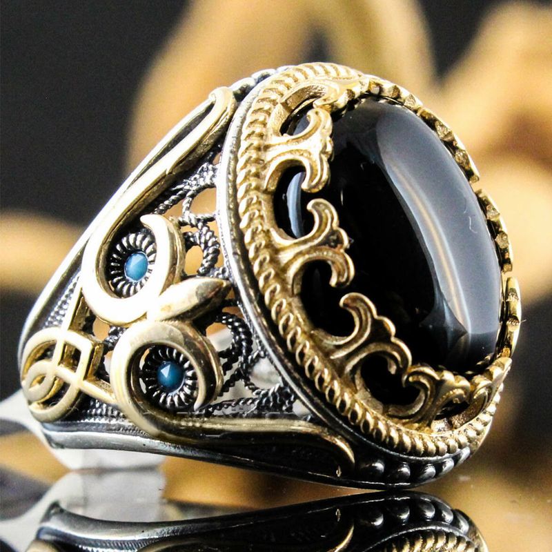 Yansheng Charm Pattern Black Faced Zircon Jewelry Ring for Men_voghion.com