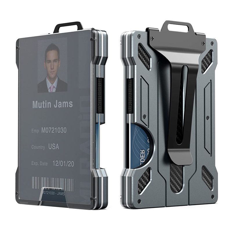 Porta carte da esterno pratico, tattico, in alluminio, alla moda, mini portafoglio intelligente e magico_voghion.com