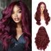 Synthetische clip-in nieuwe pruik dames 13*4 kantpruik wijnrood grote golf lang krullend kantpruik_voghion.com