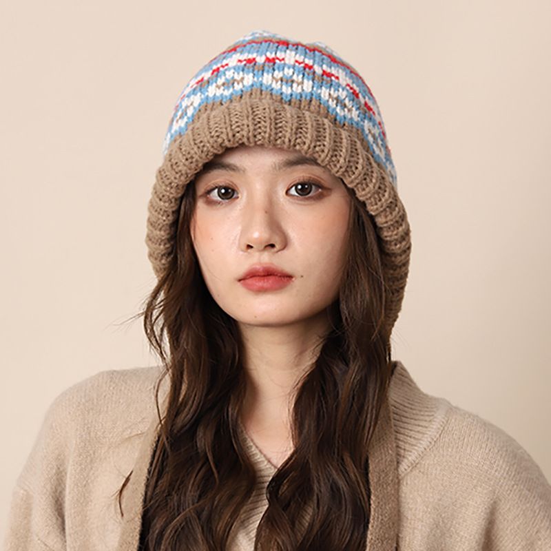 Fer Island style knitted children's winter balaclava bag warm ear protection woolen hat trendy_voghion.com