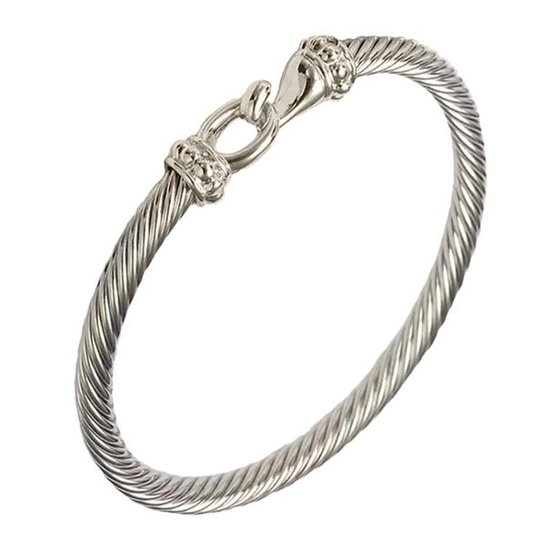 Gioielli e accessori Nuovo braccialetto aperto retrò in acciaio inossidabile a forma di C Bracciale semplice in acciaio al titanio da donna con corda intrecciata e amo da pesca_voghion.com