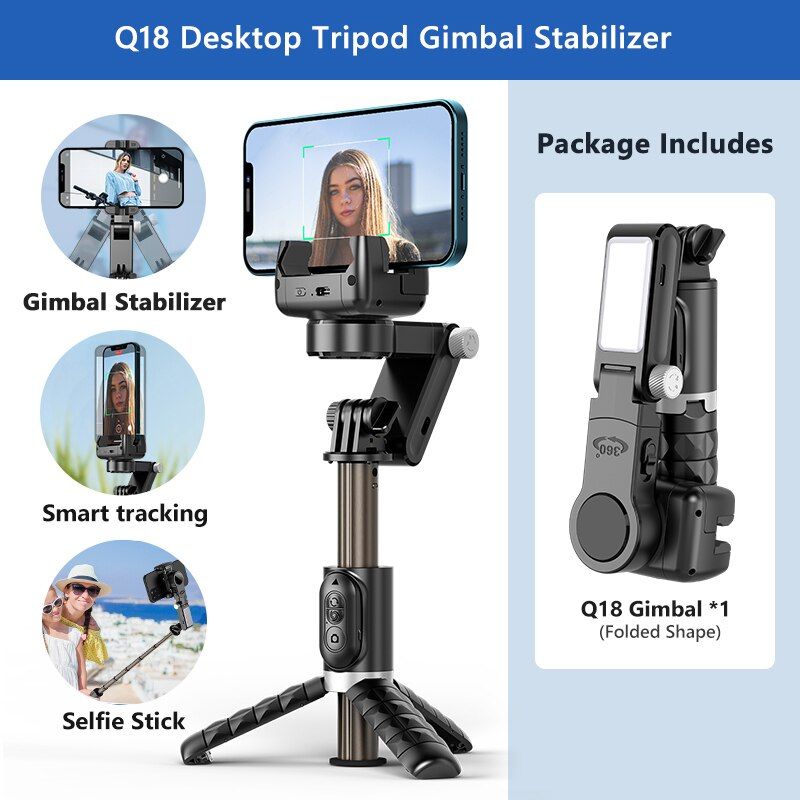 360 Rotation Following Shooting Mode Stabilizer Selfie Stick Tripod Gimbal For IPhone Smartphone Live Photography_voghion.com