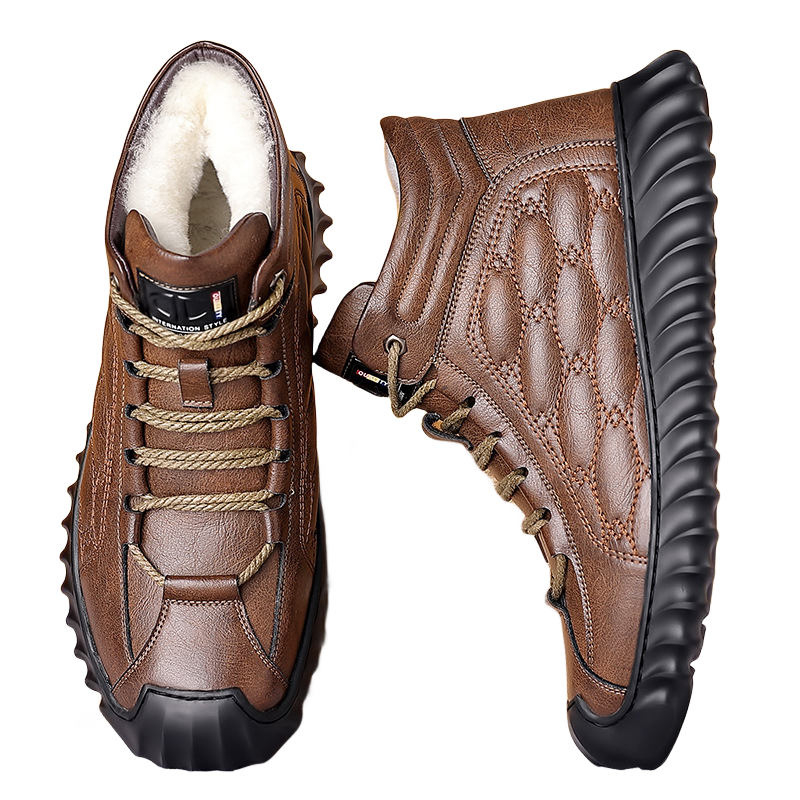 Baumwollschuhe Herren gepolstert 2023 Winter im hohen warmen Fell ein High-Top-Herrenschuh, um kalte männliche Schuhe zu verhindern_voghion.com