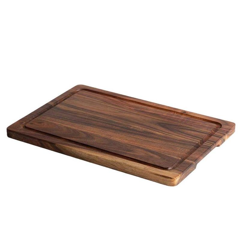 Saplı Premium Ahşap Kesme Tahtası - Et ve Meyveler İçin Kalın Masif Ahşap Doğrama Bloğu (Ev Kullanımı İçin Kaymaz Mutfak Kesme Tahtası)_voghion.com