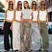 Women's Cargo Pants With Drawstring Waist & Multiple Pockets - Comfortable Loose Fit Straight Leg Workwear Pants For Casual Street Style_voghion.com