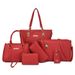Handtasche-Set fir Fraen Einfarweg Lychee-Kärentasche Sechs Sätz Handtasche Schëllertasche mat grousser Kapazitéit Crossbody-Tasche_voghion.com