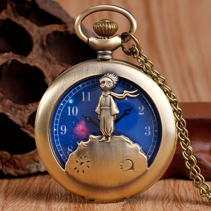 Orologio da tasca con ciondolo a forma di collana del piccolo principe con design cavo in bronzo vintage_voghion.com
