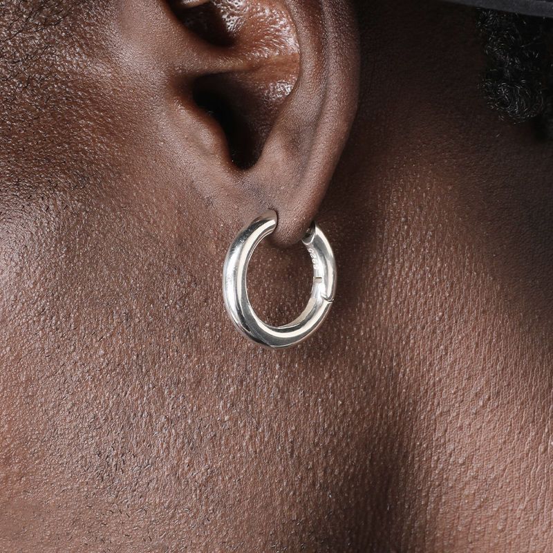 Boucles d'oreilles créoles simples S925, grandes, pour hommes et femmes, style hip-hop, élégantes et polyvalentes (collection 2022)._voghion.com
