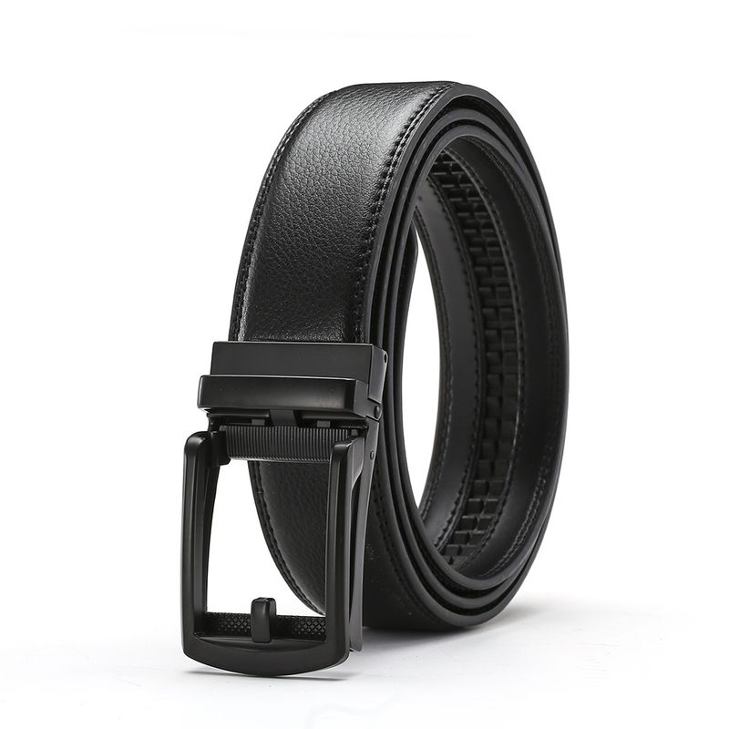 2024 New Fashion Versatile Leather Belt Men's Automatic Buckle Belt Cowhide Belt False Needle Buckle Belt_voghion.com
