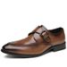 Zapatos de hombre de cuero genuino con hebilla de estilo británico, hechos a mano, para negocios, oficina, formales, tendencia, 2025_voghion.com