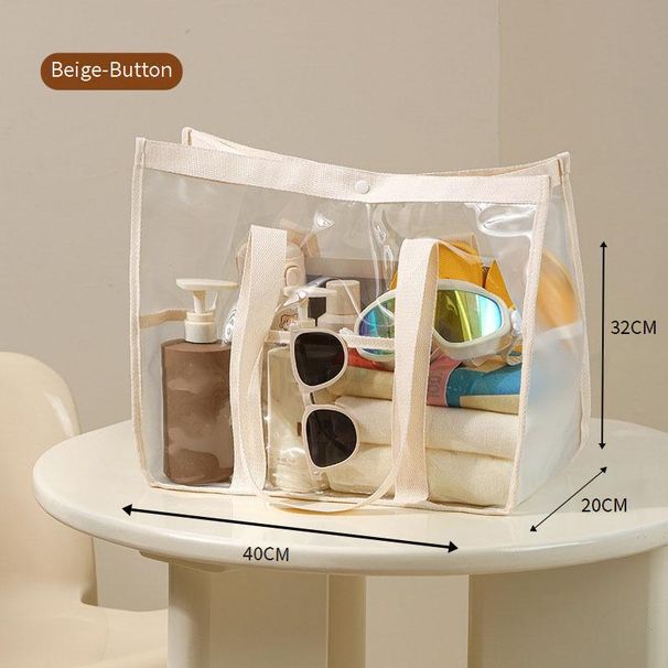 Borsa da spiaggia in PVC trasparente - Grande borsa impermeabile per nuoto e viaggi (trasparente, leggera, organizer multiuso)_voghion.com