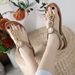2025 New Style Sandals Bohemian Rhinestone Comfortable Round Toe Beach Vacation Large Size Flat Shoes_voghion.com