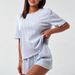Pyjama d'été populaire pour femme, confortable, en coton, avec short à manches cinq-quarts et à pinces_voghion.com
