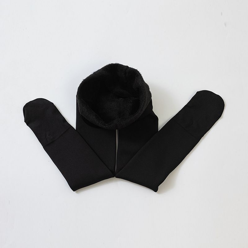 Collant termici foderati in pile per ragazze - Leggings invernali anti-pilling ad alta elasticità in nero/pelle/bianco (con piede/convertibili)_voghion.com