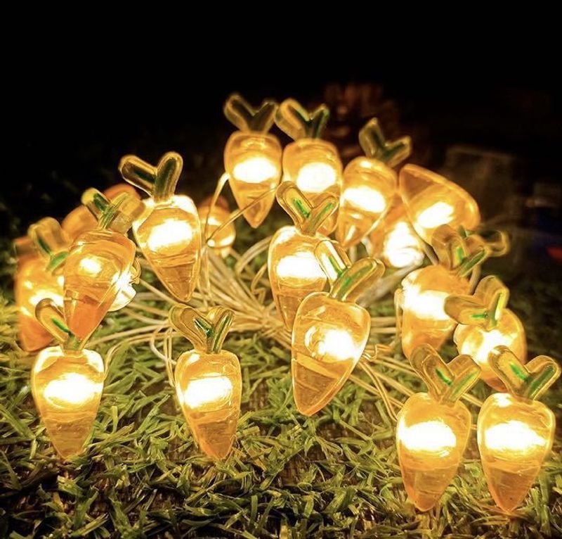 Lampada a filo di rame a LED Lampada decorativa a forma di coniglio Lampada a forma di carota e uovo di gallina Lampada a filo di rame a forma di stringa di luci pasquali_voghion.com