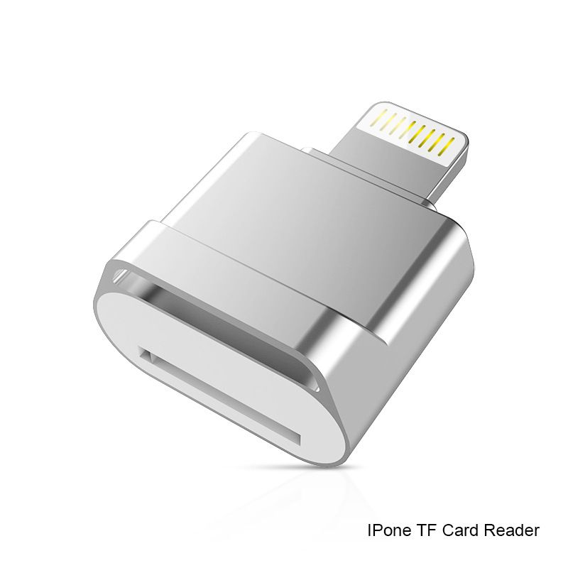 Leitor de cartão TF Plug&Play Lightning para adaptador MicroSD sem necessidade de driver para iPhone 6/6s/6Plus/7/7Plus/8/X USB/OTG/Lightning 2 em 1_voghion.com