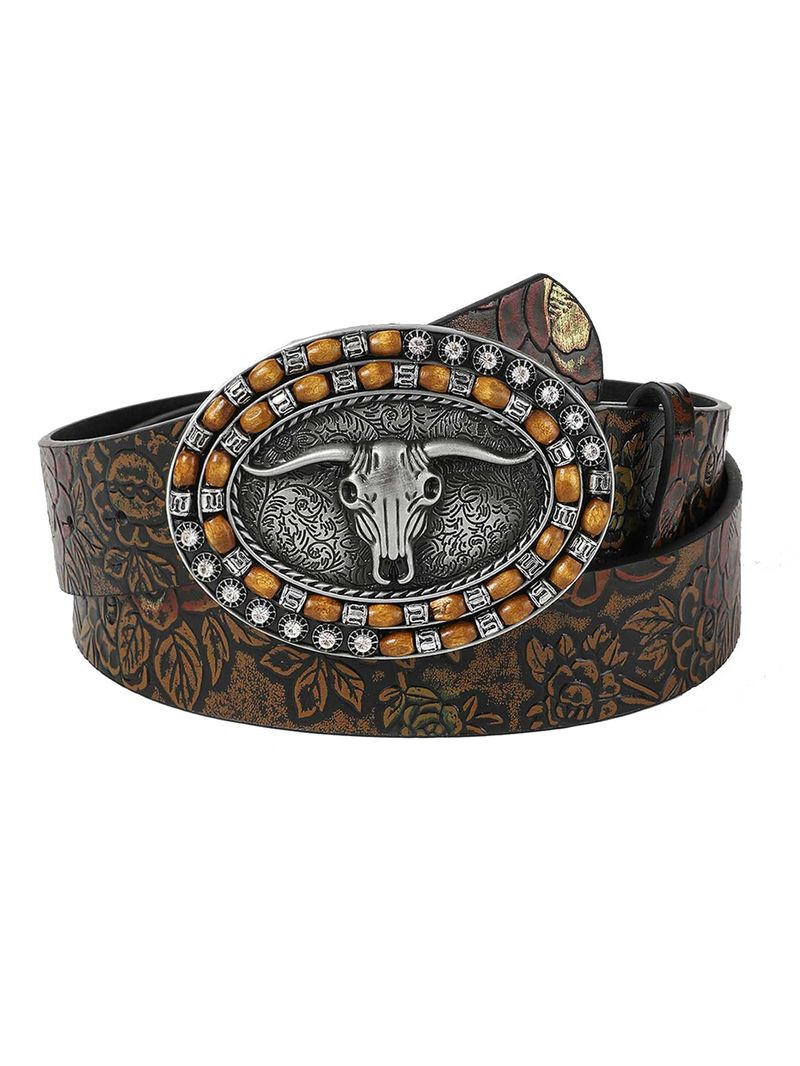 HOT 1pc Western Style Pu Leather Men's (With Belt Buckle)_voghion.com