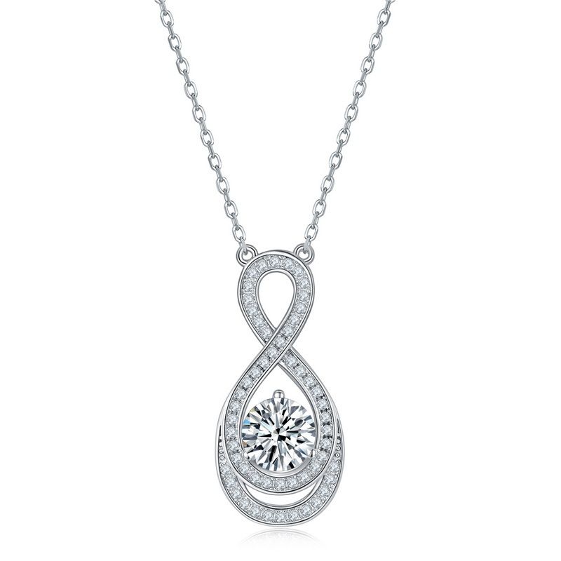 Neue Moissanite Halskette Weibliche S925 Silber Voller Diamant 8 Geformt Schlüsselbein Kette Einfache Persönlichkeit Mode_voghion.com