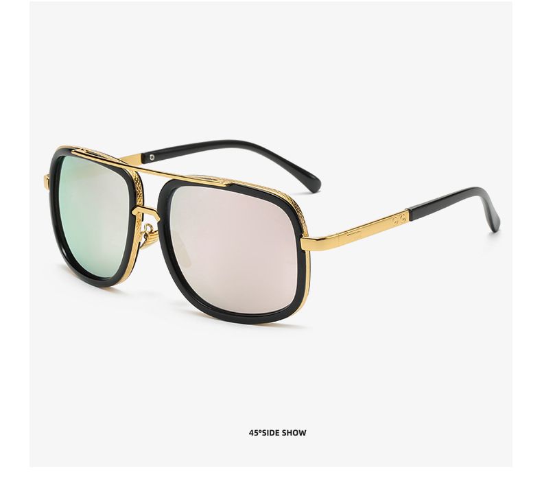 Classic Brand Designer Flat Top Mirror Zonnebril Vierkant Goud Man Vrouw Superstar Oversized Heren Zonnebril Dames_voghion.com