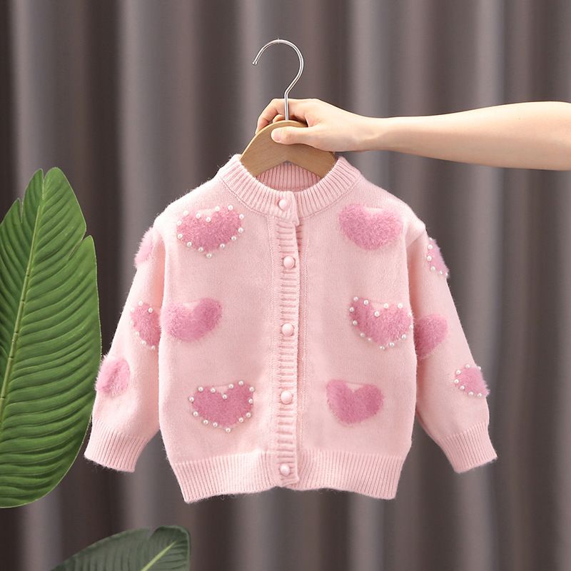 Mädchen Strickjacke Pullover Herbst Und Winter Baby Gestrickte Pullover Mantel Herz Oberbekleidung Mode Top Mädchen Strickjacke_voghion.com