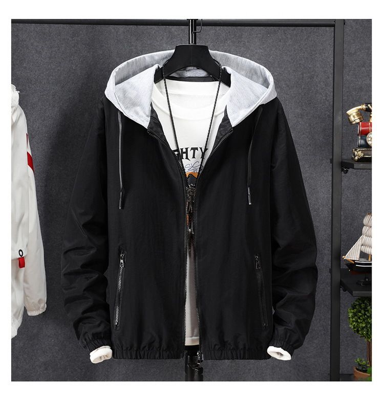 Autumn jacket men's Korean version slim jacket student trendy personality handsome top spring and autumn men's hooded outer wear_voghion.com