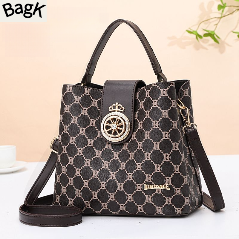 Borsa a tracolla alla moda versatile da donna, da viaggio, nuova, con secchiello, grande capacità, per mamma di mezza età_voghion.com